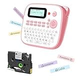 EazeID Pink Label Maker Machine with-Tape, Portable Kids Label Maker, Handheld Electric Label Maker with Keyboard, D210S Easy Labeler with Multiple Fonts Frame Barcode for Home Office School Supplies