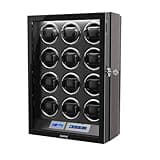 DUKWIN Watch Winder for 12 Automatic Watches with Key Lock, LCD Screen, Remote Control, LED Light, Adjustable Watch Pillow and Supper Quiet Motor for Universal Watches