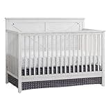 Pemberly Row 4-in-1 Convertible Wood Crib, Off White Finish, 41.5 in H x 55.63 in W x 29.88 in D, Rustic Farmhouse Style, Greenguard Certified, Nursery Crib to Toddler Bed to Full-Size Bed