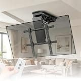 Electric Ceiling TV Mount with Angle Adjustment, Telescopic Lift, Auto Lifting Motorized Bracket for 50-90 Inch TVs, Load Capacity 80kg, Hidden Drop Down Design