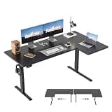Agilestic 55 Inch Reversible L Shaped Standing Desk, Electric Height Adjustable Desk with Memory Preset, Sit Stand Up Computer Workstation for Home Office, Splice Board, Black