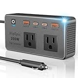200W Multi-Port Car Power Inverter 12V DC to 110V/120V AC,Small Auto Outlet Adapter-24W USB A/C&3 Plug for Laptop,Portable Inverters for Vehicle Minivan SUV RV Road Trips Camping Essential(Black)
