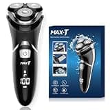 Men's Electric Shaver - MAX-T Corded and Cordless Rechargeable 3D Rotary Shaver Razor for Men with Pop-up Sideburn Trimmer Wet and Dry, IPX7 Waterproof, Plug & Play