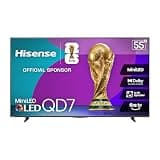 Hisense 55" Class QD7 Series Mini-LED 4K UHD Smart Fire TV (55QD7QF, 2025 Model) - QLED, HDR10+, Dolby Vision, Dolby Atmos, Game Mode Plus, ALLM, Alexa Built in with Voice Remote, Streaming TV, Black