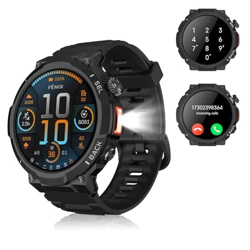 invens Military Smart Watch for Men and Women with Bluetooth Calling, 1.39 Inch HD Smartwatch with 110+ Sports Modes, Pedometer Heart Rate Monitor, Waterproof IP68 for Android/iOS, Black