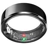 Smart Ring for Men, Fitness & Activity Tracker with Blood Pressure/Heart Rate Monitor, Sleep Tracker, Step Counter, IP68 Waterproof Ring for iOS & Android, Fast Charge, No Subscription (Black,Size11)