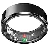 Smart Ring for Men, Fitness & Activity Tracker with Blood Pressure/Heart Rate Monitor, Sleep Tracker, Step Counter, IP68 Waterproof Ring for iOS & Android, Fast Charge, No Subscription (Black,Size9)