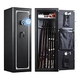 VALINIRT 14 Gun Fireproof Safe for Rifles and Pistols, Gun Cabinet with Biometric Fingerprint, Keypad and Key Access, No-Assembly-Required Gun Safes with Built-in Charging Ports
