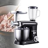 3 in 1 Kitchen Mixer,Dough Blender Stand Mixer,Juicer Blender Mixer,Stainless Steel 6L Mixing Bowl,Abs Metal Edging Body,Electronic Knob,6+P -Speed Adjustment,Easy to Use (Black)
