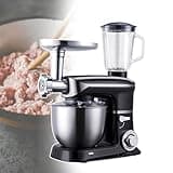 3 in 1 Kitchen Mixer,Dough Blender Stand Mixer,Juicer Blender Mixer,Stainless Steel 6L Mixing Bowl,Abs Metal Edging Body,Electronic Knob,6+P -Speed Adjustment,Easy to Use (Black)