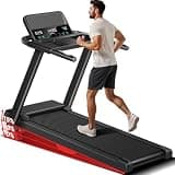 CURSOR FITNESS 16% Incline Treadmills for Home Small with 3 LED Displays, 3.0HP Foldable Walking Pad Treadmill Large Capacity, Portable Treadmill 0.6-7.0MPH, Coffee Black