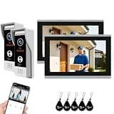 Video Doorbell WiFi Camera Wired Video Doorbell Intercom System 1080P Doorbell Camera Night Vision Human Detection 148° Wide Angle ID Unlock (2 Doorbell + 2 Monitor)