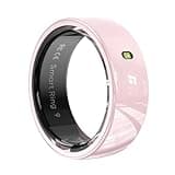 SM SEVENMORE Pink Ceramic Smart Ring for Women, Health Fitness Tracker with Sleep Heart Rate Monitor, Gesture Touch Control, Women’s Health Tracking, Waterproof Long Battery (Size #10)