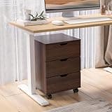 Hanuq 3-Drawer Rolling Wooden File Cabinet, Mobile Under Desk Cabinet with Casters, Assembly Required for Home Office