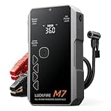 LUCKFIRE M7 SmartIgnition Jump Starter with Air Compressor, TÜV Certified 12V Car Battery Booster Pack, Portable Tire Inflator, Jump Box, 60Wh Power Bank, for 10L Gas and 8.5L Diesel