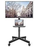 BONTEC Rolling TV Stand with Tilt, Mobile TV Stand Wheels for 23–65 Inch LED LCD TVs, Portable TV Cart with Adjustable Shelf for Living Room, Bedroom, Outdoor TV Stand Holds 88 lbs, Max VESA 400x400mm