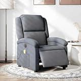 GHVBNMF Electric Massage Recliner Chair, Dark Gray Velvet Power Recliner with Adjustable Headrest and Footrest, 6-Point Vibration Sofa for Living Room and Home Theater