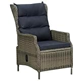 KHNLGFR Outdoor Reclining Patio Chair with Cushions, Poly Rattan Brown Adjustable Backrest Patio Chair with Gas Lift, Powder-Coated Steel Frame, Removable Washable Cushion Cover,
