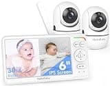 HelloBaby Baby Monitor with 2 Cameras, World First 6" IPS Split Screen, Double Cameras No WiFi, 30H Battery, 2-Way Audio, Pan-Tilt-Zoom, VOX Mode, Night Vision, 8 Lullabies, 1000ft Range