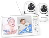 HelloBaby Baby Monitor with 2 Cameras, World First 6" IPS Split Screen, Double Cameras No WiFi, 30H Battery, 2-Way Audio, Pan-Tilt-Zoom, VOX Mode, Night Vision, 8 Lullabies, 1000ft Range