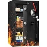 KABISAFE 3.96 Cubic Feet Fireproof Safe with Biometric Fingerprint Lock, Digital Keypad and 2 Removable Shelves, Home Security for Documents or Other Valuables