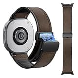 TiMOVO Magnetic Leather Bands Compatible with Sams-ung Galaxy Watch 8 Band 40mm 44mm/8 Classic 46mm, Genuine Leather No Gap Replacement Straps for Men Women, Brown