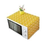 Prathima Sarathi Microwave Oven Dustproof Cover with Side Storage Pockets, Cotton Linen Appliance Protector for Kitchen Organization (85 x 35 cm, Yellow)