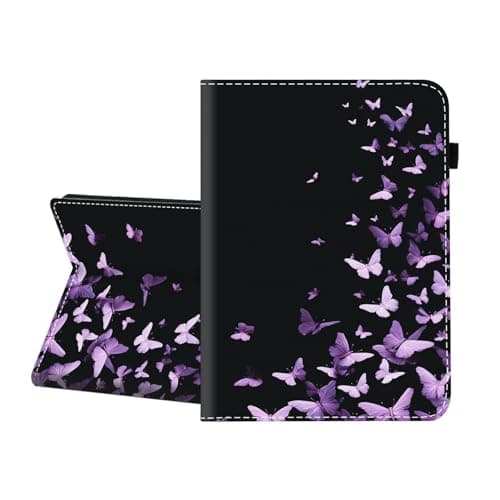 CICPLKSE Case for Samsung Galaxy Tab S10 Lite/ S10 FE/ S9 FE 10.9 Inch/ S9 11 Inch,Premium PU Leather Cover with Auto Sleep Wake,Purple Butterflies