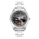 FodPand Mens Stainless Steel 3-Hand Analog Watch Easy Reader 40mm Dial