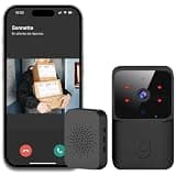 Winnes Wireless Doorbell with Camera 150M Connexion,Smart Camera Doorbell with Indoor Receiver,2-Way Audio,Real-Time Alerts,Night Vision Video doorbell for House,Office,Hotel,2.4G WiFi Only (Black)