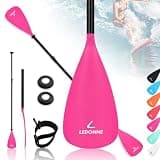 LEDONNE SUP Paddle 4-Piece Adjustable Stand Up Paddle Floating Lightweight Portable Kayak Paddle Paddleboard Oar with Aluminum Alloy Shaft, 2 Nylon Blades, Hook&Loop, Drip Ring, Pink