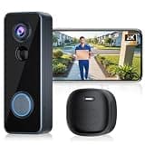 Doorbell Camera Wireless -no Subscription,2K HD Video, 180° Wide View, Two-Way Audio, Smart Home Video Door Bell with Chime,Battery Powered,Motion Detection &Alerts,2.4G WiFi Only