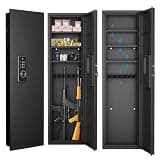kindepot 53" Passwod Touch Panel In-Wall Safe,Hidden Wall Gun Safe for Rifles with Adjustable Shelves,Assembled Storage Multifunctional Wall Safe for Firearm and Valuables (Black-Digital)