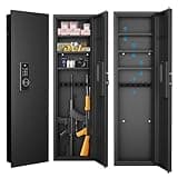 Safe Box with Key for Home, Money Safes with Code Lockbox, Hidden Wall Gun Safe with Adjustable Shelves, Multifunctional Lock Box for Rifles and Valuables, Digital Touch Panel Lockbox,A1