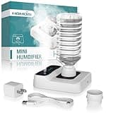 HOMDIS Travel Humidifier, Portable Small Humidifier for Plants, Bedroom, Office, Hotel or Car, 5000mAh Battery Operated Mini Cool Mist Humidifiers, Quiet 23dB, Auto-off, Night Light & BPA-Free, White
