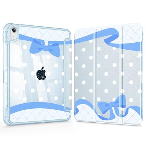 Tuiklol for iPad 11 inch (A16 Chip) 2025 11th Gen/iPad 10.9 inch 2022 10th Gen, Buit in Pencil Holder with Shockproof Cover Glitter Transparent Back Shell Case Auto Wake/Sleep,Square Polka dots