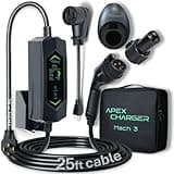 MACH 3 Fast 40 Amp Level 1&2 Portable EV Charger, Electric Vehicle Charging Station, 120-240V NEMA 14-50 w/ 5-15 Adapter. SAE J1772 car Connector & Tesla mobile NACS, Outdoor EVSE, 25ft Cable w/holder