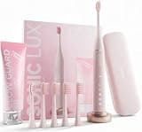 Sonic Lux™ Pink Whitening Electric Toothbrush for Adults – Luxury Rechargeable Sonic Electric Toothbrush With Travel Case with GlowGuard Nano-Hydroxyapatite Whitening Toothpaste & 6 Brush Heads