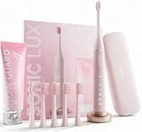 Sonic Lux™ Pink Whitening Electric Toothbrush for Adults – Luxury Rechargeable Sonic Electric Toothbrush With Travel Case with GlowGuard Nano-Hydroxyapatite Whitening Toothpaste & 6 Brush Heads