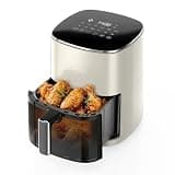 OLIXIS 12-in-1 Air Fryer 6.34 Quarts, Visable Airfryer with Window, 400°F, Roast, Reheat, Dehydrate, Bake, Steam, Fries, Custard, Chicken, Wings, Sea Food, Vegetabels, Pearl White