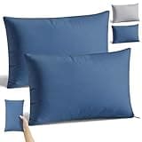 Hahafelt 2 Pack Cooling 7"x11" Small Pillow with Pillowcase Mini Travel Neck Pillow with Zipper for Sleeping Cars Dogs Cool Tiny Pillowcase for Neck Wrist Lumbar Knee Cushion(Blue)