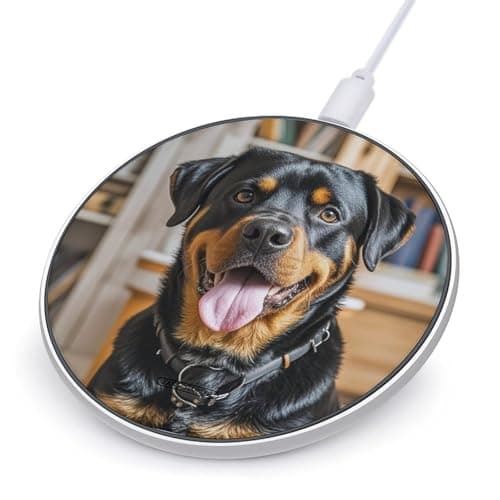 Rottweiler Dogs Tongue Head Wireless Charger Portable 10W Fast Wireless Charging Pad Compatible with Phone Ultra-Thin Charging Station Lightweight Charger Mat for Travel Home Office Desk