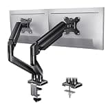 GpaDUwru Dual Monitor Stand,Full Adjustable Monitor Desk Mount,17"-32” Dual Monitor Arm Vesa Bracket,Adjustable/Tilt/Swivel/Rotate,Each Arm Holds 22lbs - Black
