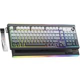 MEETION Wireless Gaming Keyboard, Computer Keyboard, RGB Light Bar, 98% Tri-Mode Bluetooth/2.4G, 4000mAh Battery, Side-Printed Keycaps, Programmable, Volume Knob & Adjustable Stand, for PC/Laptop