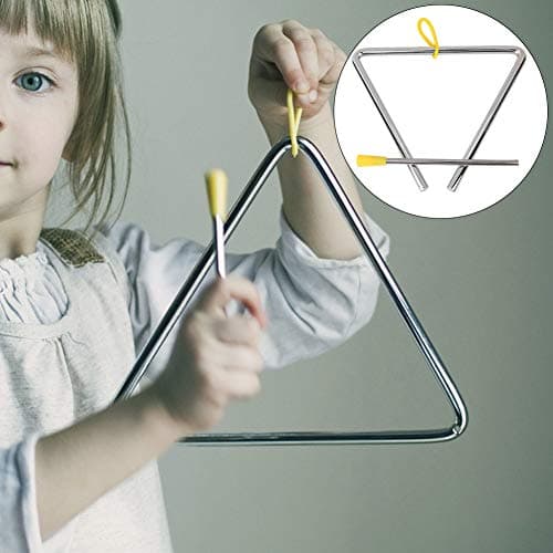 Generic Musical Steel Instrument Triangle 6" with Yellow Hanger for Children Ideal for Early Childhood Music Education