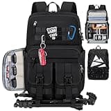 RAINSMORE Camera Bag Backpack for DSLR/SLR/Mirrorless Camera Bags for Photographers 15.6 Inch Waterproof Tactical Photography Case with Rain Cover & Tripod Holder, Black