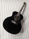 Jumbo Acoustic Electric Guitar, Solid Top 6-String Guitar with Black Finish for Strumming, Rehearsal, Studio Recording, Stage Performance, Practice and Acoustic Session Use (with soundhole EQ)