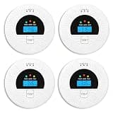 4-Pack Home Security Equipment Combo, Testing & Silence Control, Battery Powered Device with LED Status Indicators