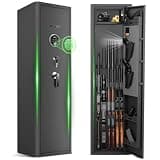 12-15 Biometric Gun Safe Rifle,Gun Safes for Rifles and Pistols with Pistol Storage,Fingerprint Keypad Lock Gun Cabinet for Home & Hunting (No Assembly Required)