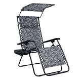 Bliss Hammocks 2 Pack 30" Wide XL Zero Gravity Outdoor Lounge Chair, Adjustable Patio Furniture with Canopy and Side Table, 360 lb Capacity, Platinum